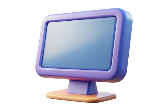 Retro computer monitor with a rounded screen and purple casing