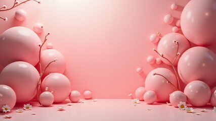 pink easter eggs . sale banner design free space in the center