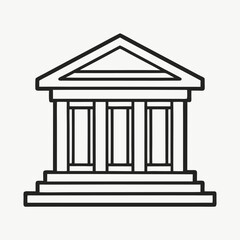 Fototapeta premium Simple Line Drawing of a Classical Greek Building with Columns architecture roman