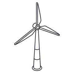 Obraz premium Simple Outline Wind Turbine Icon Isolated on White Background windmill energy