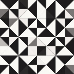 Geometric Triangle Pattern - Abstract Black, White, and Gray Mosaic Design.
