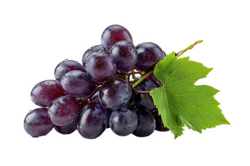 Fresh bunch of red grapes with green leaf
