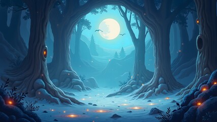 Obraz premium blue fantasy landscape . sale banner design free space in the center