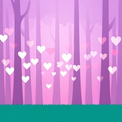Heart-filled, dreamy forest scene