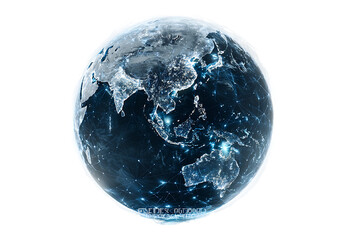 Digital Earth illustration showing global network connections.