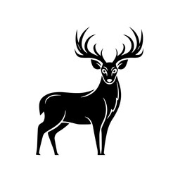 Elegant Deer Silhouette – Wild Forest Animal Vector Illustration