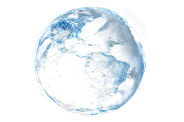 Earth globe with glowing continents. Global connectivity, technology concept.