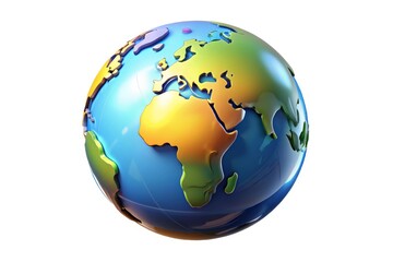Fototapeta premium Colorful raised relief globe showing continents and oceans