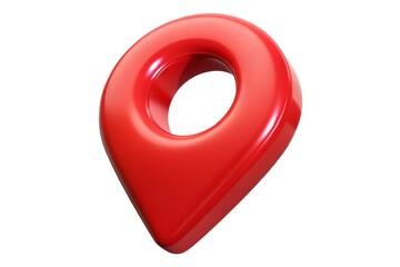 Bright red 3d location pin icon isolated on white background