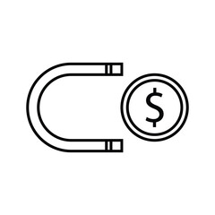 magnet coin icon vector design concept outline style