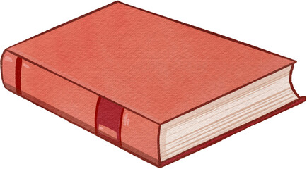 Watercolor illustration, PNG, cute vintage red book	