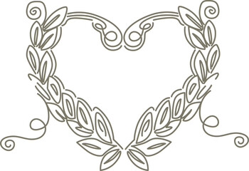 Decorative vector heart made of leaves