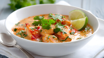 Brazilian Moqueca fish stew with coconut milk and lime