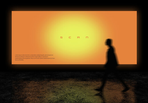 Large Screen Outdoor Exterior Banner Mockup with Man Silhouette