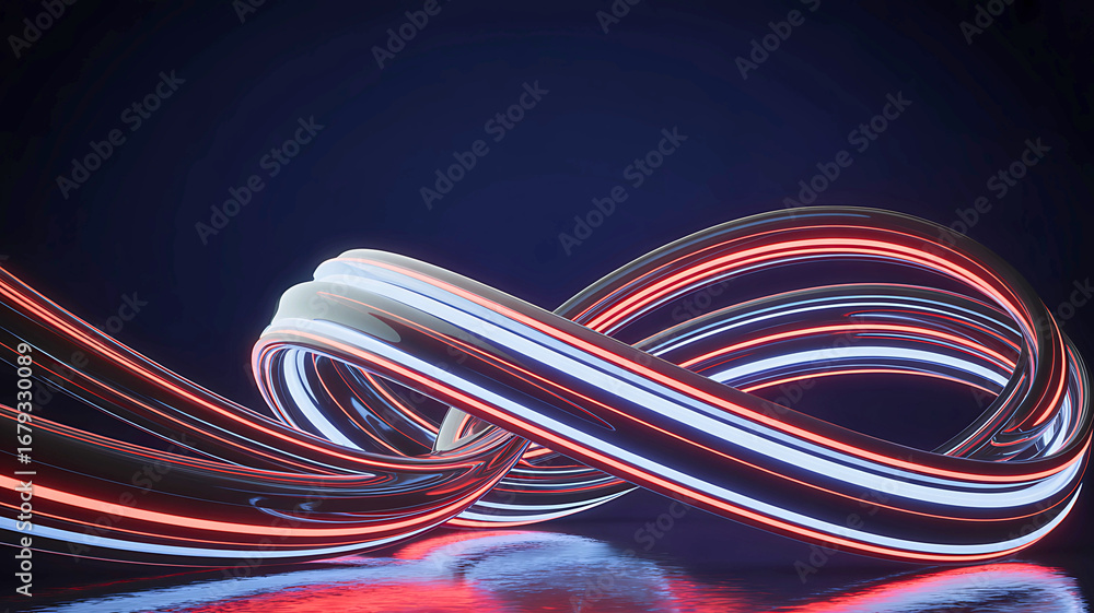 Aufkleber abstract glowing light trails in a swirling infinity loop representing digital data flow and future 