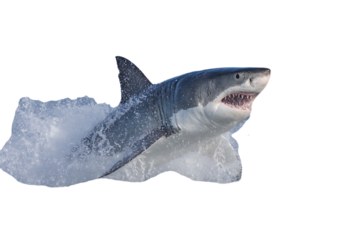 Great white shark leaping from the water.