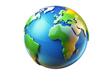 Realistic 3d globe of earth with continents and oceans