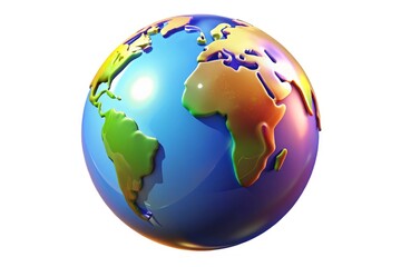Fototapeta premium Colorful 3d globe showing continents and oceans isolated white