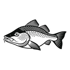 Vector art of black silhouette of a redfish fish