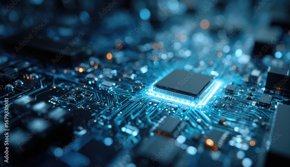 Poster illuminated central processing unit on a circuit board (2)