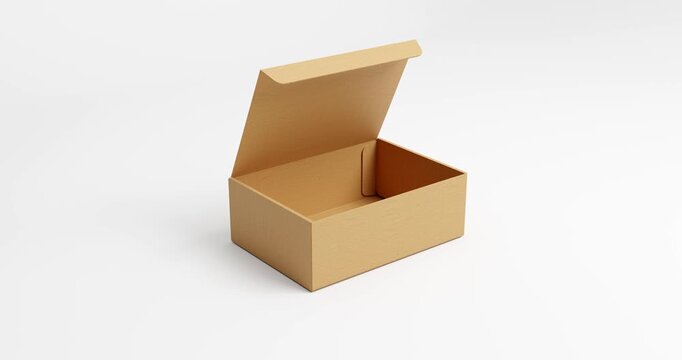 cardboard box animation showing opens and closes