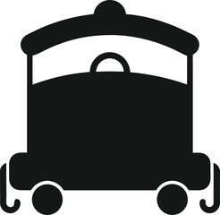 Toy railway passenger car outline icon in flat style vector illustration