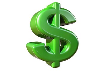 Obraz premium Shiny green dollar sign symbol isolated on white background