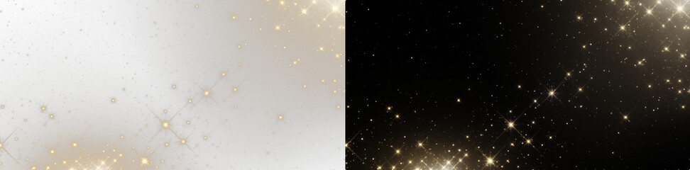 Sparkling light on two background, sparkling dust PNG. Overlay. golden star, light effect, glitter...