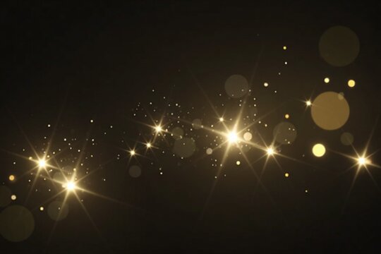 Sparkling magical light on black background, sparkling dust PNG. Overlay. Glowing light effect with lots of shiny particles and stars. Magical glow PNG