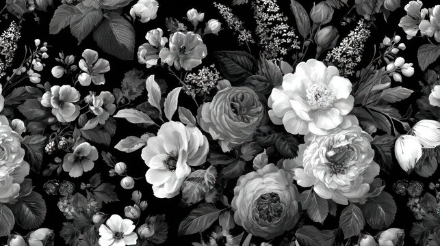 Black and white floral pattern