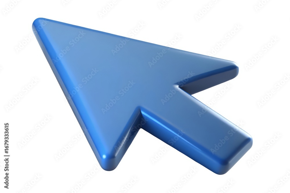 Poster shiny blue computer mouse cursor arrow on white background