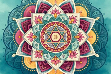 Colorful Watercolor Mandala Illustration