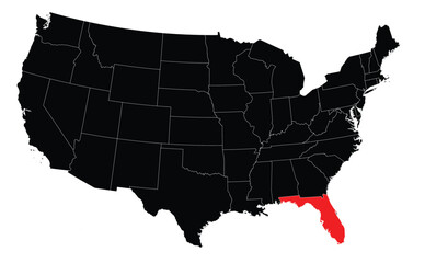 State of Florida Highlighted on a USA Map Editable