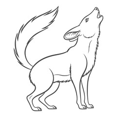 Vector art of howling wolf line art