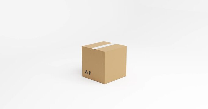 Cardboard Dieline Folding into Box and Rolling Forward Animation