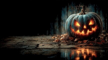 Glowing Jack O' Lantern isolated on black background