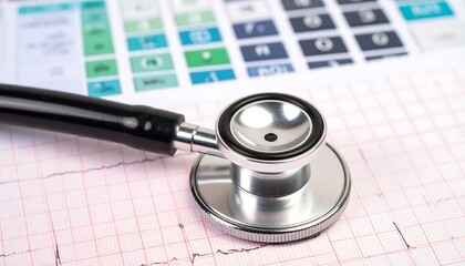 Stethoscope on medical charts
