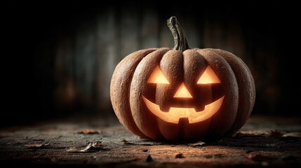 Glowing Jack O' Lantern isolated on black background