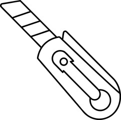Box Cutter or Utility Knife Outline Vector Illustration for Crafting and DIY Projects a Simple Black and White Graphic Tool Design Icon