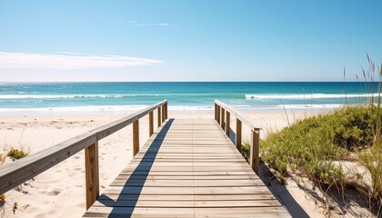 Obraz premium Peaceful coastal getaway destinations in America with oceanfront views, luxury resorts, calm beaches, and soothing travel atmospheres. Perfect for relaxation, wellness, and vacation inspiration.