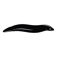 Vector art of black silhouette of an eel