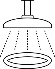 Modern shower head minimalist icon illustration for bathroom design and plumbing services advertising featuring clean lines and a simple modern aesthetic perfect for brochures and websites