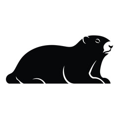 Vector art of black silhouette of a groundhog