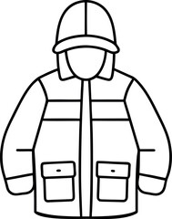 Outline of a Fishermans Raincoat with Hood and Pockets for Catching Fish or Boating on the Water