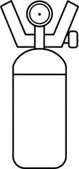 Oxygen tank outline illustration medical equipment scuba diving tank gas cylinder industrial storage device for compressed gas in vector format