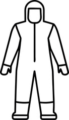 Protective Suit Icon Illustration for Safety and Medical Purposes in a Minimalist Style Line Drawing for Industrial and Healthcare Visuals