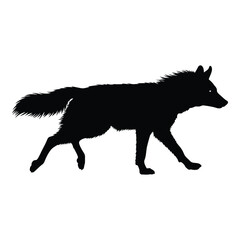 Vector art of black silhouette of a wolf walking