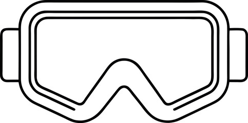 Simple Line Art Illustration of Ski Goggles for Winter Sports and Eye Protection Gear Outlined in Black for Design Elements