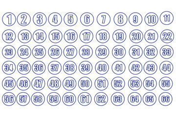 Simple round numbers symbol set. Numbers icon set on white background. 01 to 100 number set icon with circle.