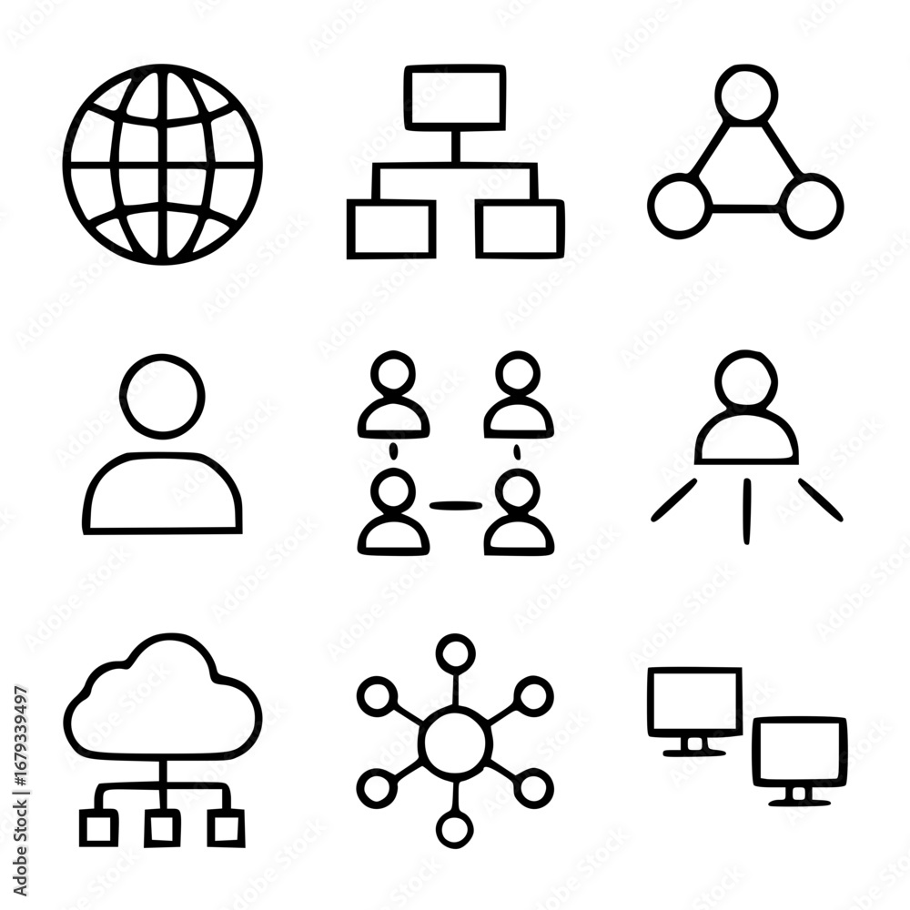 Poster a collection of a network of connected digital elements represents global reach, hierarchical struct